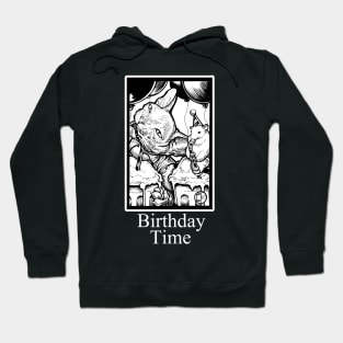 Hairless Cat and Mouse Birthday - Birthday Time - White Outlined Version Hoodie